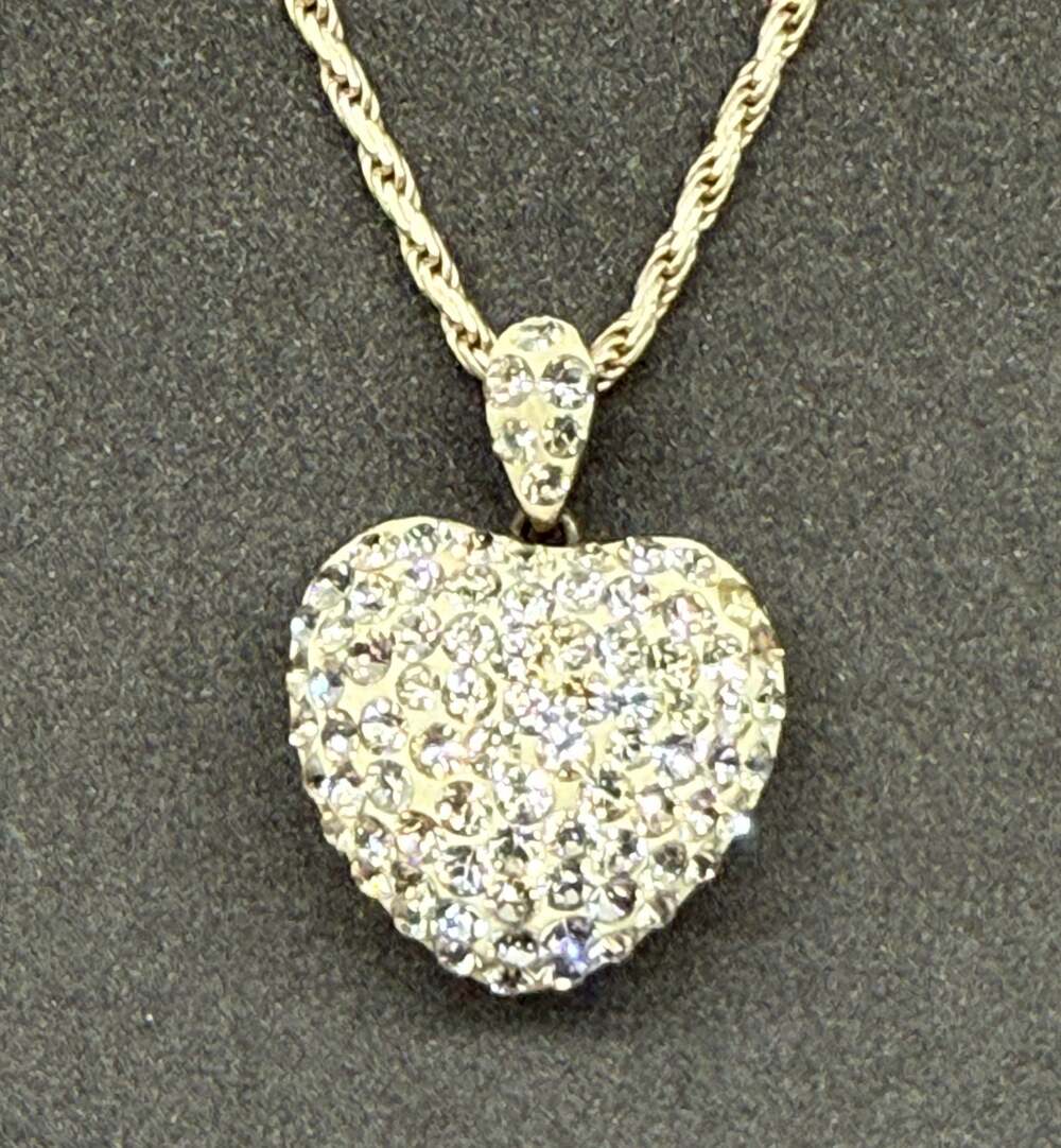 Karizia Italy 925 Silver Rope Chain & Pave Heart Pendant Set 7.4g 16” Necklace - Picture 13 of 16